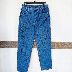 Vintage‎ Pace Jeans Girls Husky 14 Lizards Flowers Artist